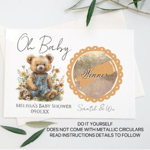 Åh Babybjörn Blommig Baby Shower Gör-det-själv Ryk Meddelande Vykort