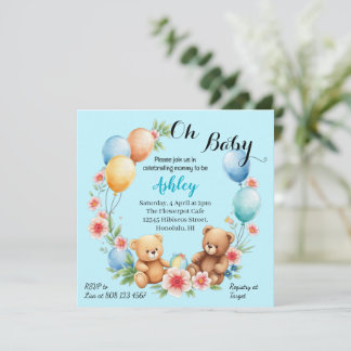 Åh Babyduschtekar och ballonger inbjudan