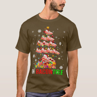Åh Bacon Träd Funny Julafton Träd Ljus Santa Bacon T Shirt