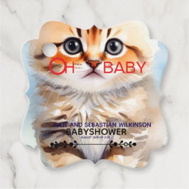 Åh Bebis Katt Bild Baby Shower Gåvor Etiketter