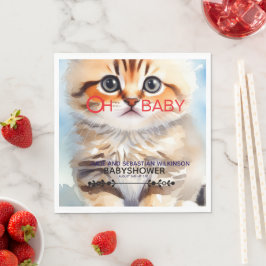 Åh Bebis Katt Bild Baby Shower Pappersservett
