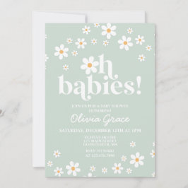 Åh bebisar! Daisy grön Baby Shower Inbjudningar