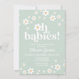 Åh bebisar! Daisy grön Baby Shower Inbjudningar