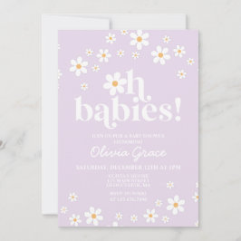 Åh bebisar! Daisy lila Baby Shower Inbjudningar