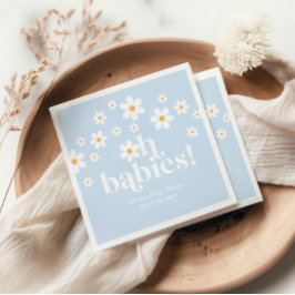 Åh bebisar! Retro Daisy blå boho Baby Shower Pappersservett