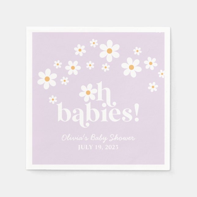Åh bebisar! Tusenskönor lila Baby Shower Pappersservett (Framsidan)