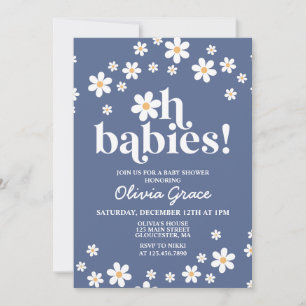 Åh bebisar! Tusenskönor marinblå Baby Shower Inbjudningar