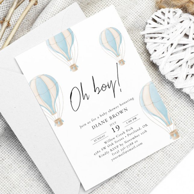 Åh, Blue Luftballong Baby Shower Inbjudningar (Skapare uppladdad)