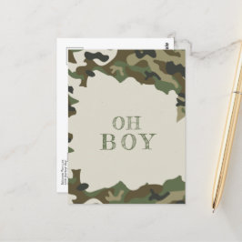 Åh Boy Baby Shower Grönt Camo-inbjudan Vykort