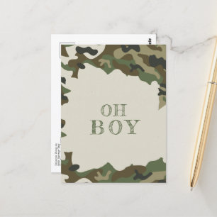 Åh Boy Baby Shower Grönt Camo-inbjudan Vykort