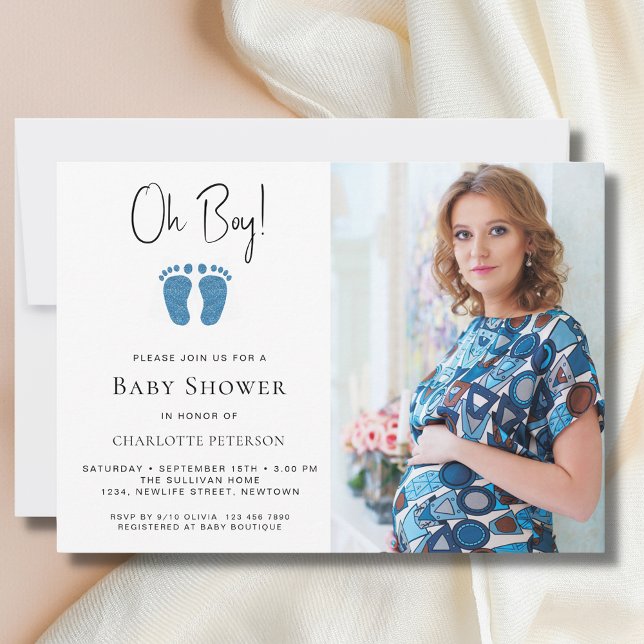 Åh Boy Baby Shower Photo-inbjudan Inbjudningar (Skapare uppladdad)