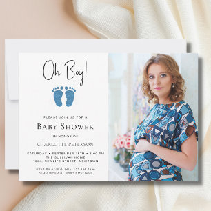 Åh Boy Baby Shower Photo-inbjudan Inbjudningar