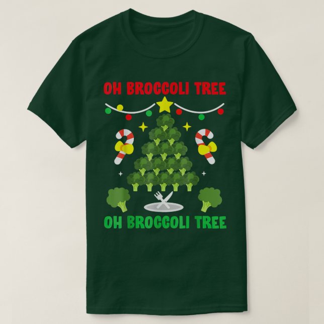 Åh Broccoli Träd Funny Vegetarian Vegan jul T Shirt (Design framsida)
