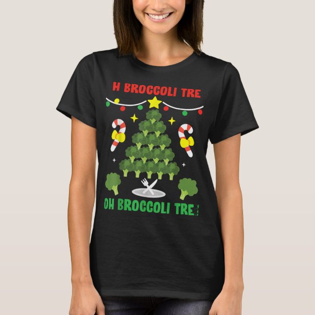 Åh Broccoli Träd Funny Vegetarian Vegan jul T Shirt (Framsida)