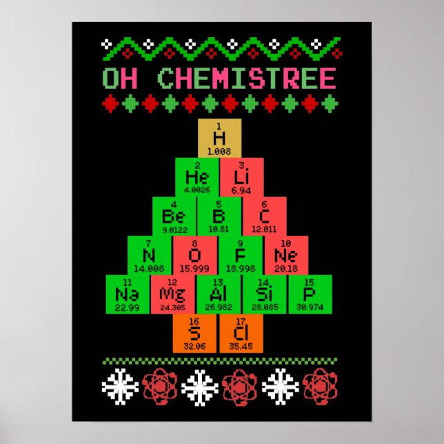 Åh Chemistree - Äkta julsötare för kemist Poster (Framsidan)