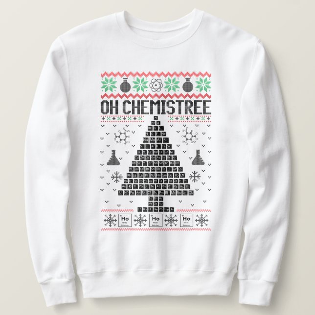 "Åh Chemistree" Kemikalier Julpun Lång Ärmad Tröja (Design framsida)