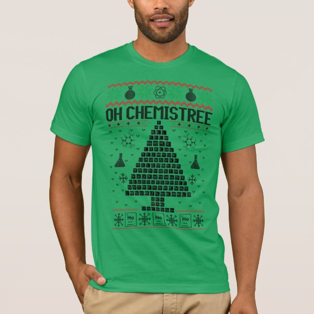 "Åh Chemistree" Kemikalier Julpun T Shirt (Framsida)