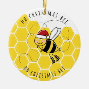 åh. christmas bee träd gulligt pun kort julgransprydnad keramik