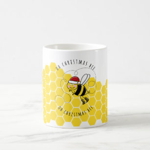åh. christmas bee träd gulligt pun kort kaffemugg