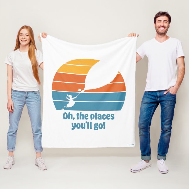 Åh, de platser du kommer att gå! Retro solnedgång Fleecefilt (På plats)