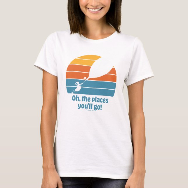 Åh, de platser du kommer att gå! Retro solnedgång T Shirt (Framsida)