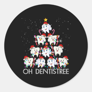 Åh Dentistree Roligt Julafton juldentstentum är Runt Klistermärke