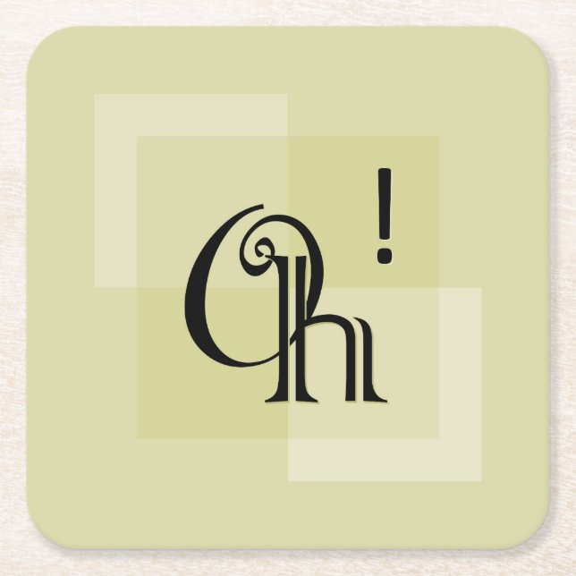 Åh! Elegant Minimalist Typography Gult Grönt Art Underlägg Papper Kvadrat (Framsidan)