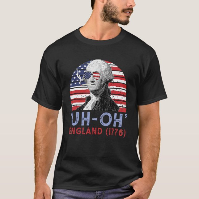 Åh England 1776 George Washington 4 juli T Shirt (Framsida)
