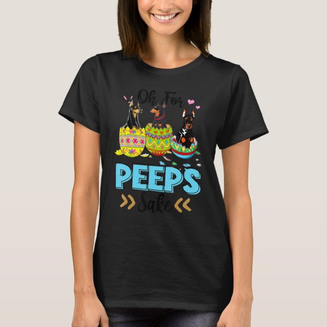 Åh för Dobermanns skull  Påskharens öra ägg T Shirt (Framsida)