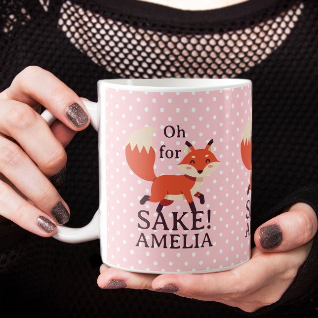 Åh för sakens skull Rosa prickar Kaffemugg (Oh For Fox Sake Pink Polka Dot Coffee Mug)