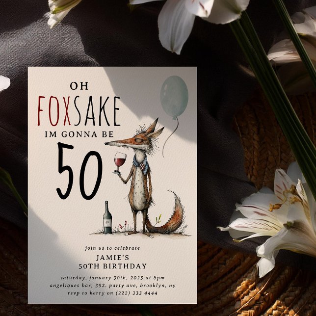 Åh Foxsake' Roliga Whimsical Vuxen Födelsedag Inbjudningar (Skapare uppladdad)