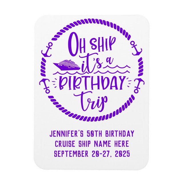 Åh Frakt Birthday Resa Cruise Door Magnet (Vertikal)