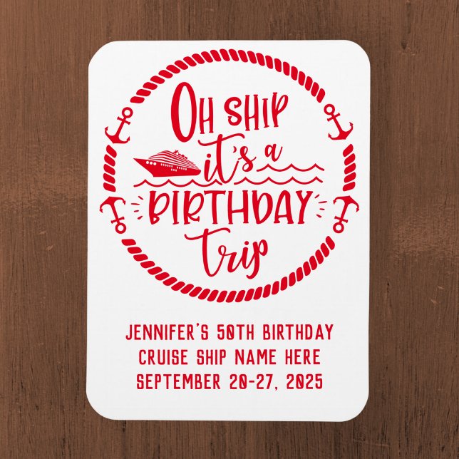 Åh Frakt Birthday Resa Cruise Door Magnet (Skapare uppladdad)