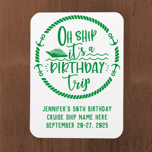 Åh Frakt Birthday Resa Cruise Door Magnet (Skapare uppladdad)