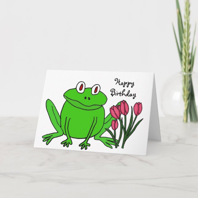 AH- Funny Frog Birthday Card Kort (Framsida)