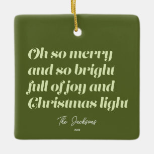 Åh, God jul, modern Card-Grönt Julgransprydnad Keramik