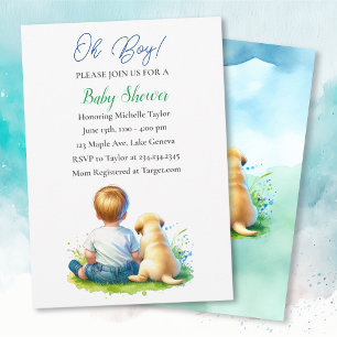 Åh, grabben! A Baby och hans Hund Baby Shower Inbjudningar