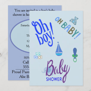 Åh, grabben! Åh Baby! Baby Shower Inbjudningar