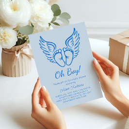 Åh, grabben! Angel Vingar Baby Shower for Boys Inbjudningar