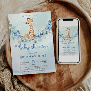 Åh, grabben! Baby Giraffe Baby Shower Inbjudningar