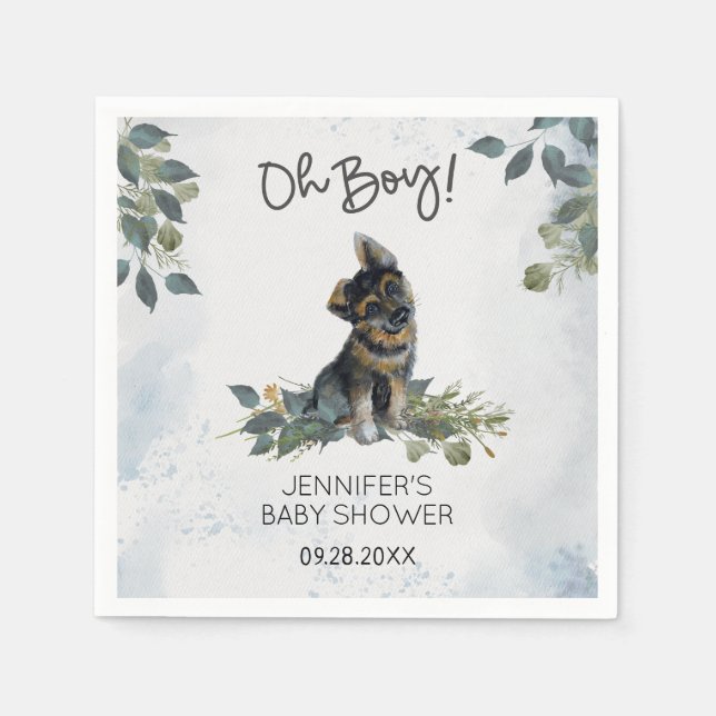 Åh, grabben! Baby Shower Cute Puppy Pappersservett (Framsidan)