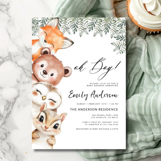 Åh, grabben! Baby Shower för trädsdjur Inbjudningar (Skapare uppladdad)