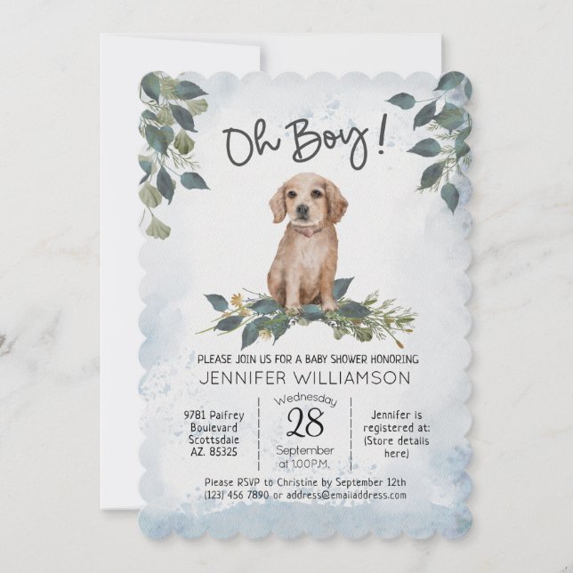 Åh, grabben! Baby Shower Puppy Hund Inbjudningar (Framsida)
