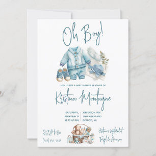 Åh, grabben! Blue Baby Layette Baby Shower Inbjudningar