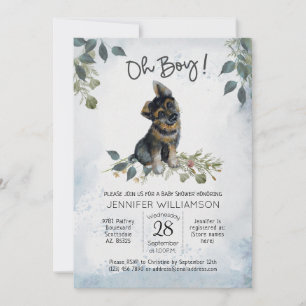 Åh, grabben! Boy Baby German Shepherd Inbjudningar