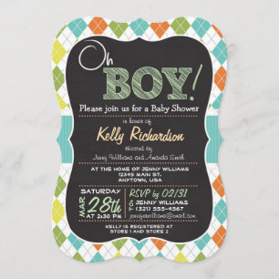 Åh, grabben! Chalkboard look Baby Shower-inbjudan Inbjudningar