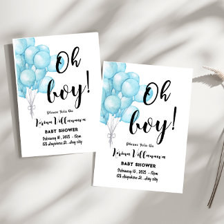 Åh, grabben! Charming Blue Baby Shower-inbjudnings Inbjudningar