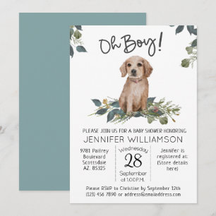 Åh, grabben! Golden Retriever Hund Baby Shower Inbjudningar