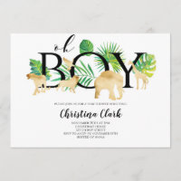 Åh, grabben! Guld Faux Jungle animals Baby Shower