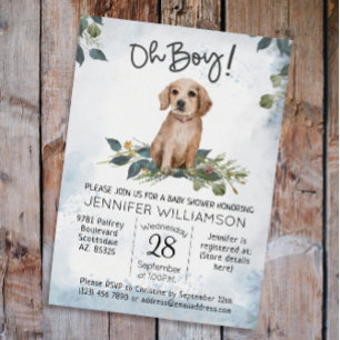 Åh, grabben! Hämta babyskor för Hund med valpar me Inbjudningar
